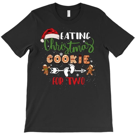 Funny Eating Christmas Cookies For Two Holiday Pregnancy Announcement Graphic - Viral Tee, H8161 T-Shirt, for Men and Women, Up to Size 5XL