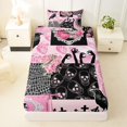 thumbnail image 3 of Castle Fairy Dark Coquette Skull Raven Twin Sheets 3pcs,Vintage Romantic Floral Butterfly Bedding,Pink Black,1 Fitted Sheet,1 Flat Sheet and 1 Pillowcase, 3 of 6