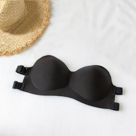 

ERTUTUYI Womens Non-Slip Seamless Wrap Underwear Invisible Cross Strap Tube Top Bra Black