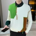 thumbnail image 4 of hotojiny Big and Tall Mens Knit Pullover Vintage Patchwork Long Sleeve Sweater Tops Fall Fashion Crewneck Oversized Clothes, 4 of 4