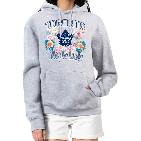Women's G-III 4Her by Carl Banks Heather Gray Toronto Maple Leafs Flower Logo Pullover Hoodie