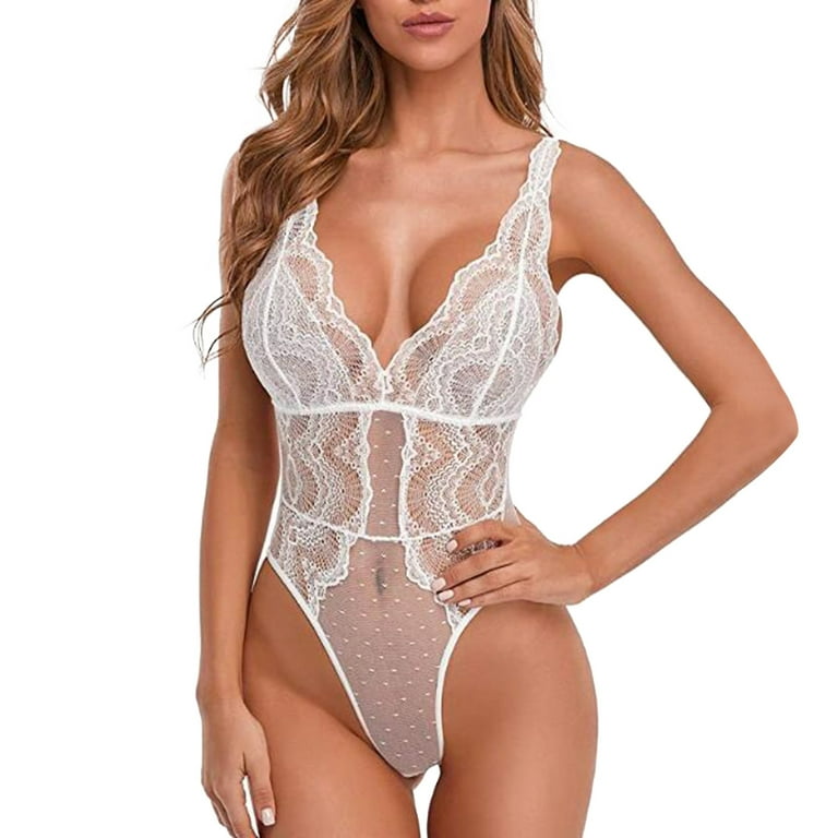 Sexy Lace One Piece V Neck Bodysuit For Women Erotic Teddies With