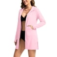thumbnail image 5 of Women's Hooded Zip Up Swim Cover Up Dress Long Sleeve Quick Dry Beach Coverup with Pockets Side Slit Bathing Suit Robe for Pool Vacation Pink,M, 5 of 5