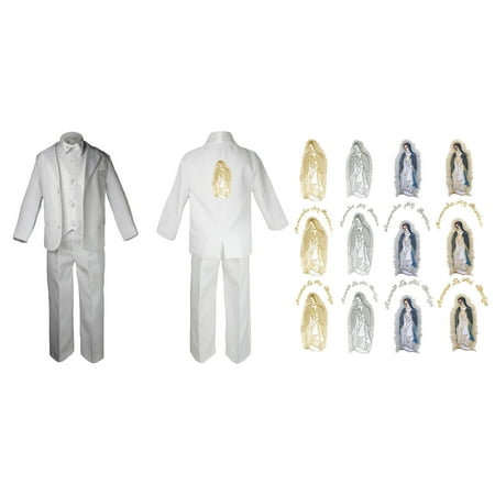 Baby Boy Kid Christening Baptism Formal White Suit Back Guadalupe Maria Sm-7