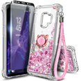 thumbnail image 6 of Nagebee Case for Samsung Galaxy S9 with Screen Protector (3D Curved Full Coverage), Glitter Sparkle Liquid Floating Diamond Bling [Ring Holder & Wrist Strap] Women Cute Case (Rose Gold), 6 of 6