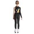 thumbnail image 2 of Lejafay Girls Figure Ice Skating Leotard Full Body Bodysuit Kids Shiny Metallic Jumpsuit Dance Mesh Gold 10, 2 of 7