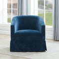 thumbnail image 3 of Elm Baltic Blue Polyester Fabric Skirted 360-degree Swivel Accent Chair, 3 of 12