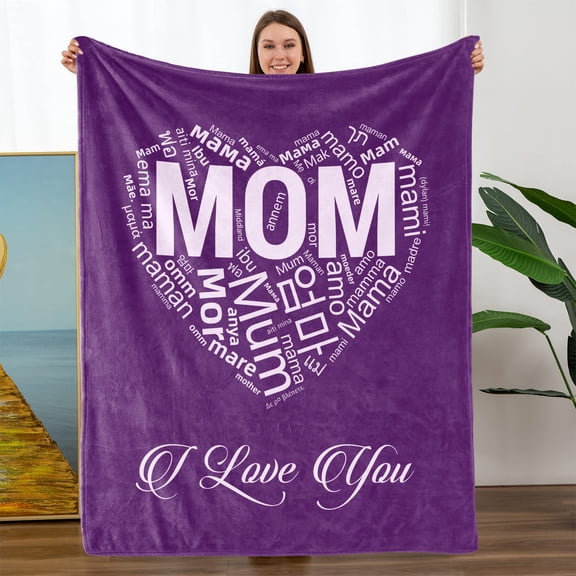 LHSHID Mom I Love You Christmas Day Birthday Gifts for Mom Blanket 100 Languages Mom from Daughter Son Fleece Blanket 30x40in