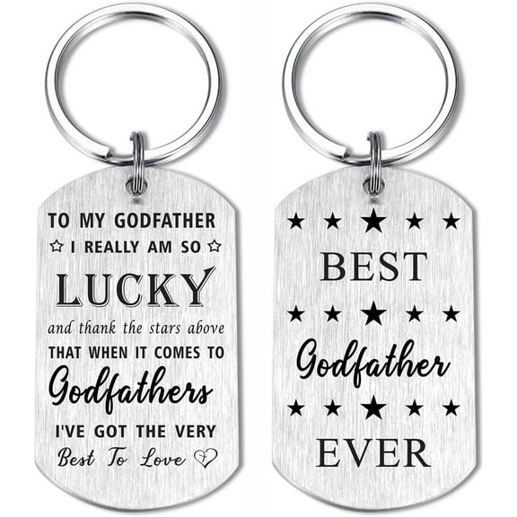 Best Godfather Ever Keychain, Godfather Birthday Fathers Day Decorations Gifts for Men from Godchild Godchildren
