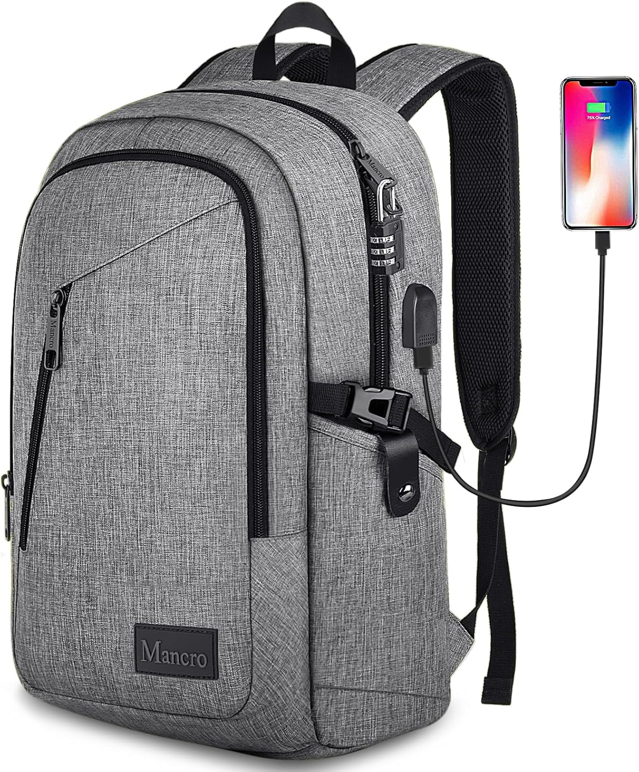 business laptop backpack by mancro for Travel 17.3 in Anti-Theft Backpack Large Travel Computer Bag Daypack Work College Bookbag for Men Women, Black : Electronics Mancro Business Travel Laptop Backpack,