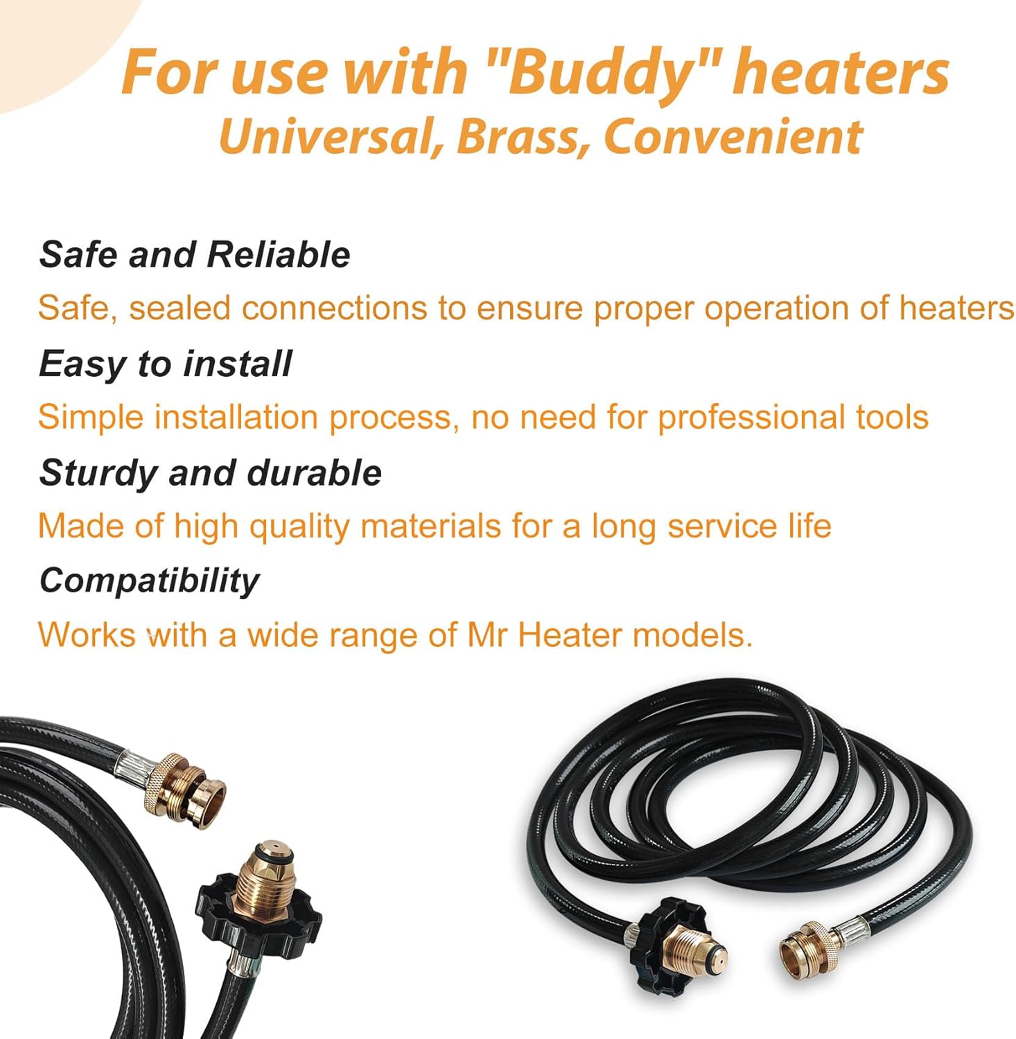 10FT Propane Adapter Hose for Mr Heater Buddy Series for Big Buddy/Little Buddy/Portable Buddy Accessories to Propane Tank,Propane Heater Adapter Hose,for Buddy Flex Heater Hose to Propane Keg