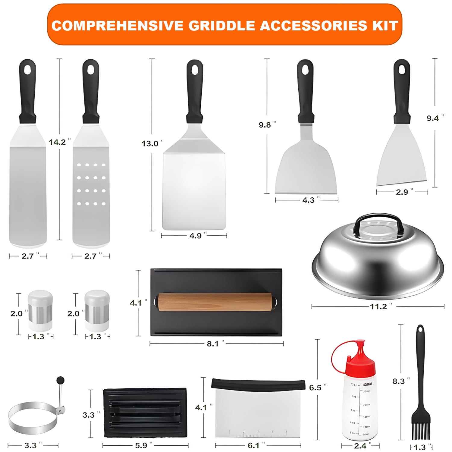 KAMIDA 18PCS BBQ Griddle Accessories Kit, Flat Top Grill Accessories Set for Blackstone and Camp Chef,Blackstone Griddle Accessories,Grill Tools for Outdoor Grill.