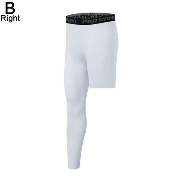 Dongzhur One Leg Compression Tights Long Pants Basketball Sports Layer Base N1t5 White S