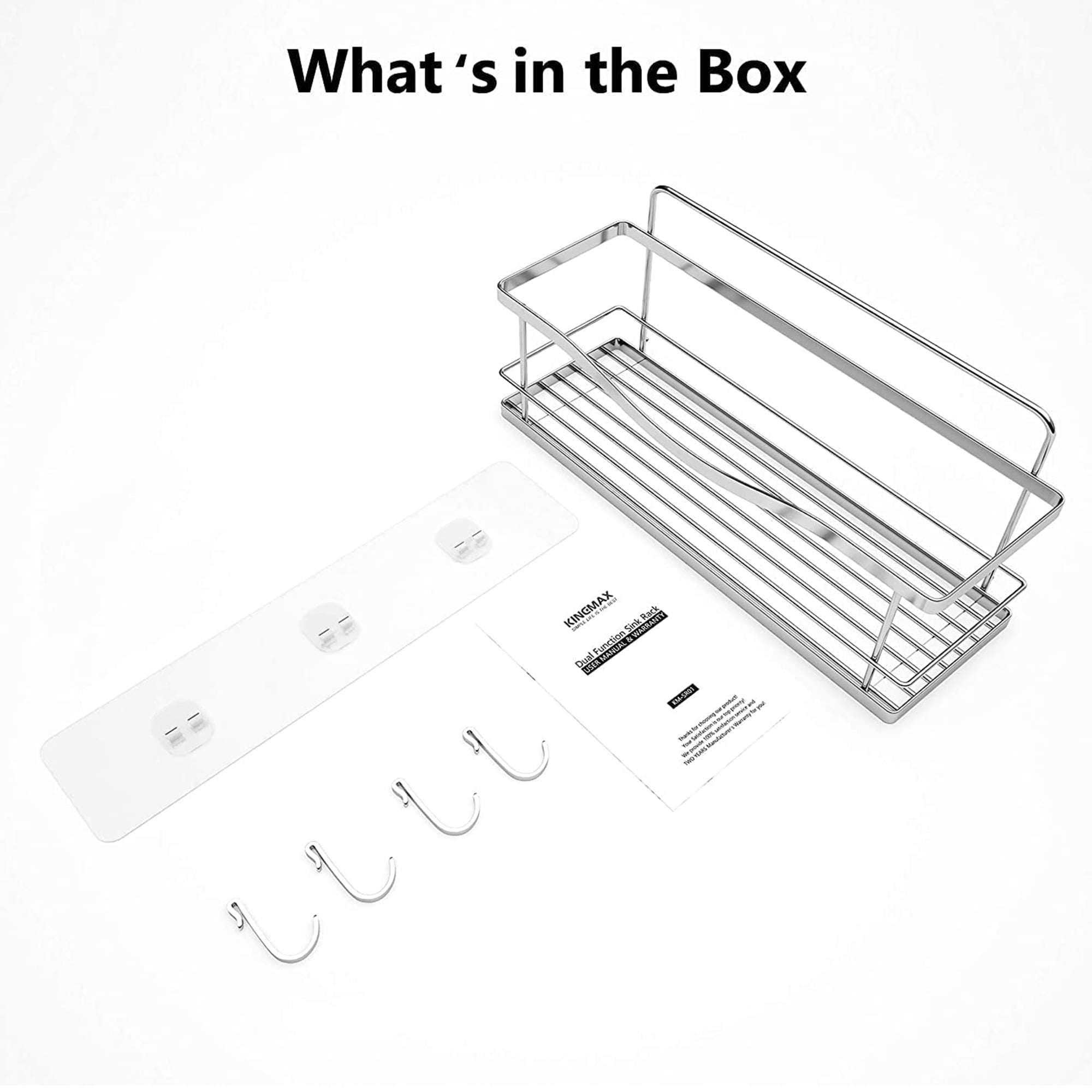 KINCMAX Shower Caddy Basket Shelf & Soap Dish Set (with Hooks)- Adhesive  Drill-Free Bathroom Organizer - Shower Storage Shelves for Inside Shower  w/Hooks for Ac…