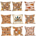Set Of 2 Fall Outdoor Waterproof Pillow Covers - 16x16 Inch Pumpkin Gnomes Thanksgiving Patio Cushion Cases