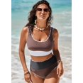 thumbnail image 4 of 2 Piece Bikini Set for Women Color Block 2025 Sporty Longline Swim Top with High Waisted Swimsuit Bottom, 4 of 6