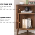 thumbnail image 5 of Bathroom Storage Cabinet, 31.5" Narrow Floor Corner Storage Cabinet with Fluted Doors & Shelves, Walnut, 5 of 9
