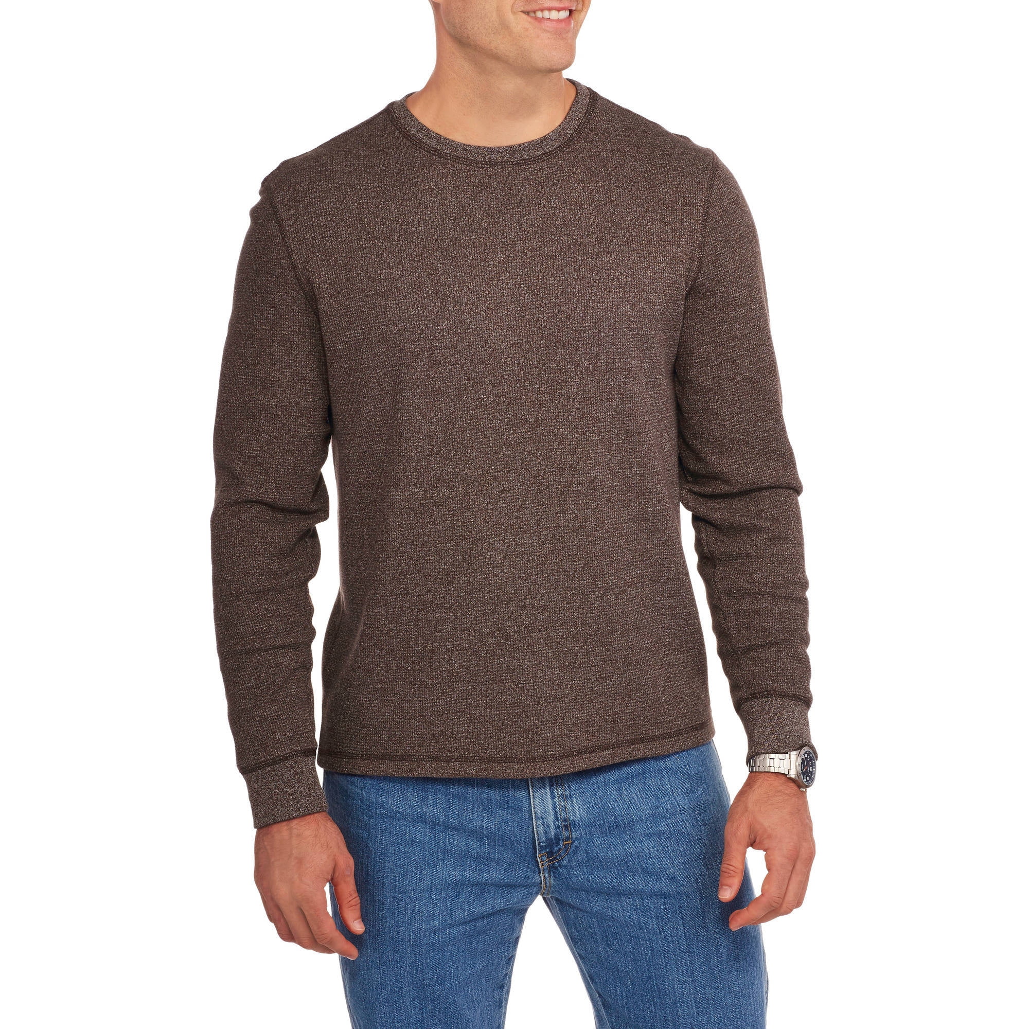 faded glory men's long sleeve thermal crew sweatshirt