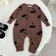 thumbnail image 2 of Gibobby Baby Boy Girl Western Clothes Cow Print Long Sleeve Romper Jumpsuit One Piece Newborn Fall Winter Outfit(Coffee,6-12 Months), 2 of 8
