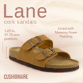 thumbnail image 2 of Cushionaire Lane Cork Footbed Sandals for Women – Comfortable Double Buckle Slip-On with Genuine Suede Footbed & Arch Support Slides for Women Footwear, 2 of 12