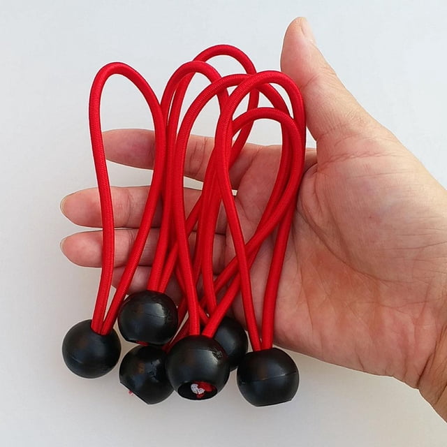 6pcs Premium Pelota Cuerdas de Bungee Lona Dosel Cable de Choque con Tratamiento Rojo 6 pulgadas shamjiam Bungee de pelota