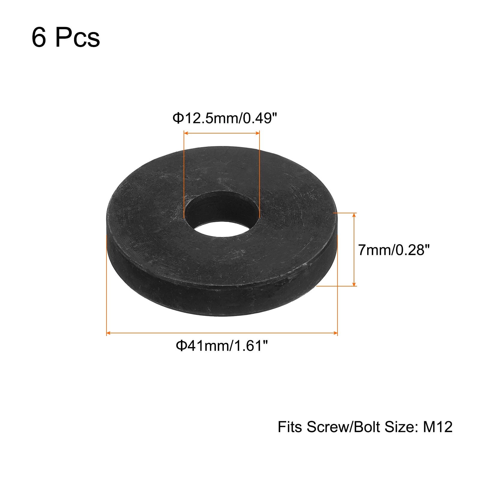 Uxcell M12 Carbon Steel Flat Washer 6pcs M12x41x7mm Grade 8.8 Alloy Steel Fasteners