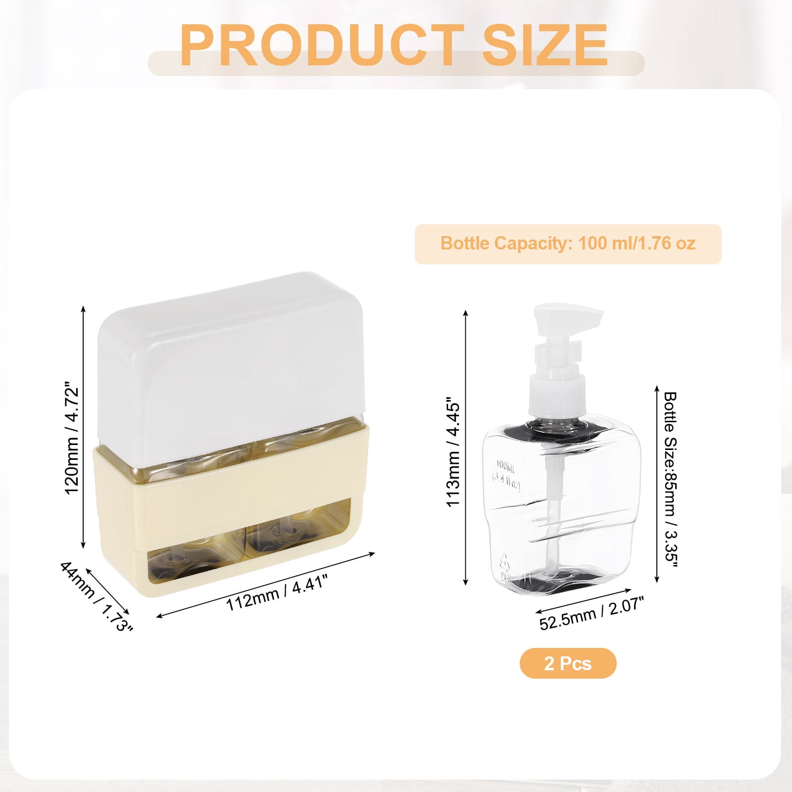 Uxcell Travel Toiletries Bottles Set, Reusable Liquid Bottles Containers Leak Proof Spray & Lotion with Labels - Fitting for (Travel/Hotel/Gym/Perfumes), 2Pcs & 100ml & Beige
