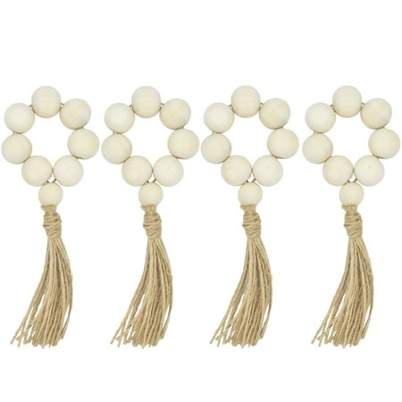 

Frcolor Napkin Rings Wood Bead Holder Wooden Rustic Serviette Farmhouse Beaded Wedding Ring Buckle Garland Decor Handmade