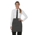 thumbnail image 1 of Dickies Chef DC57 Half Bistro Waist Apron with 2 Pockets - Black/ Wht Strpe - One Size, 1 of 2