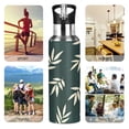 thumbnail image 7 of Yayeee 33oz Insulated Water Bottle Double Wall Stainless Steel with Flip Straw Lid, Beige Leaves, 7 of 7
