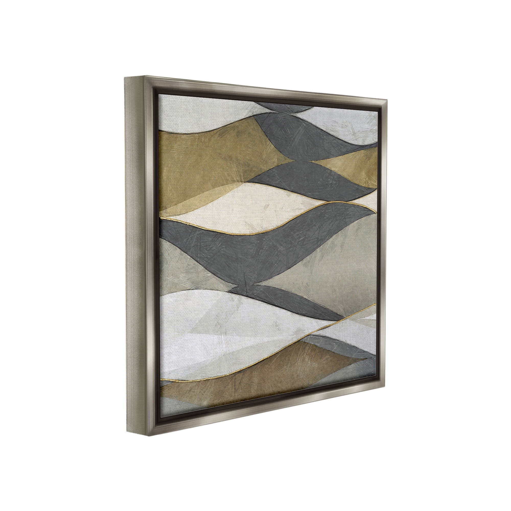 Stupell Industries Southwestern Striped Abstract Abstract Painting Gray Floater Framed Canvas Art Print Wall Art, 18 x 18
