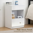 thumbnail image 3 of Hommpa Nightstand, 2 Drawer Nightstand Open Shelf Nightstands Wooden Nightstand with Drawers High Gloss Side Table for Living Room Bedroom Furniture White, 3 of 12