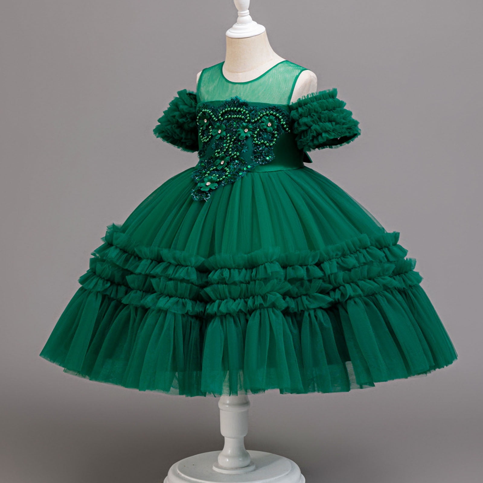ATOGUTA Summer Dresses for Girlss Tulle Dress Tutu Birthday Princess Dresses Formal Photoshoot Outfit Summer Clothes Size 3T-12, Green
