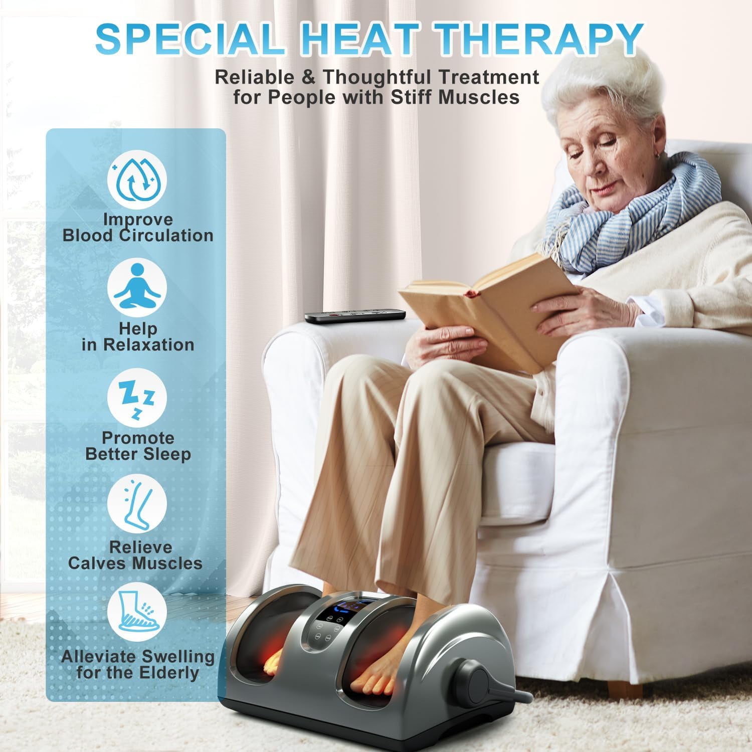 TISSCARE Shiatsu Foot Massager with Heat: FSA HSA Eligible Foot Massager for Neuropathy