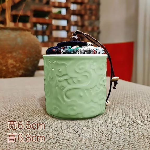 Household Small Hand-painted Tea Canister With Bamboo Lid Vintage Ceramic Sealed Storage Jar For Tea, Spices And Candy
