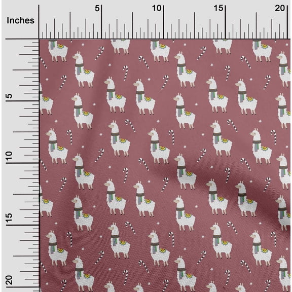 oneOone Viscose Chiffon Dark Rose Brown Fabric Sheep & Candy Stick Cartoon Fabric For Sewing Printed Craft Fabric By The Yard 42 Inch Wide