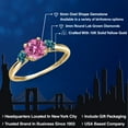 thumbnail image 2 of Gem Stone King 10K Yellow Gold Pink Moissanite and London Blue Topaz 3-Stone Ring for Women | 1.06 Cttw | Round 6MM | Gemstone Birthstone | Size 8, 2 of 6