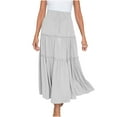 thumbnail image 2 of Vivianyo HD Summer Saving Ladies' Half-Length Skirt Fashion Women Solid Casual Ruched Ruffles Elastic Waist Skirts, 2 of 6