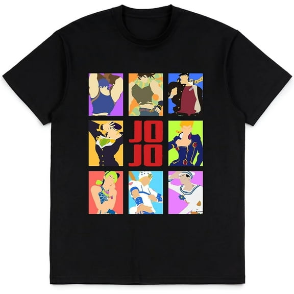 JoJo's Bizarre Adventure Shirt Anime Fashion Trend t-Shirt Unisex Short-Sleeved Tops Teen Fans Gifts Black tee Shirt