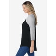 thumbnail image 3 of Woman Within Plus Size Three-Quarter Sleeve Baseball Tee, 3 of 6
