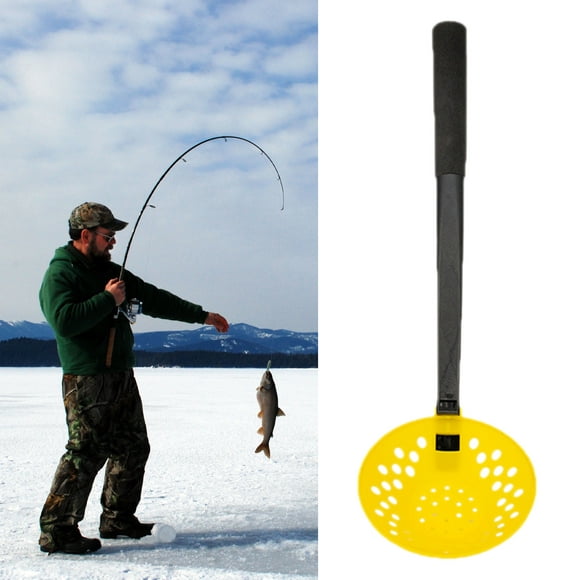 HEVIRGO Ice Scoop Skimmer Anti-Slip Cold-Resistant Foldable Winter Ice Fishing Skimmer with Handle for Outdoor,Red