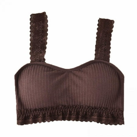 

UP TO 15% OFF! Women s Leisure Sports Sleep Lace Tassel Bra Comfort Seamless Stretchy Lace Trim Wirefree Brown Average