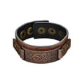thumbnail image 2 of Mens Viking Wide Leather Bracelet Wristband Punk Alloy Bangle Adjustable Gift, 2 of 5