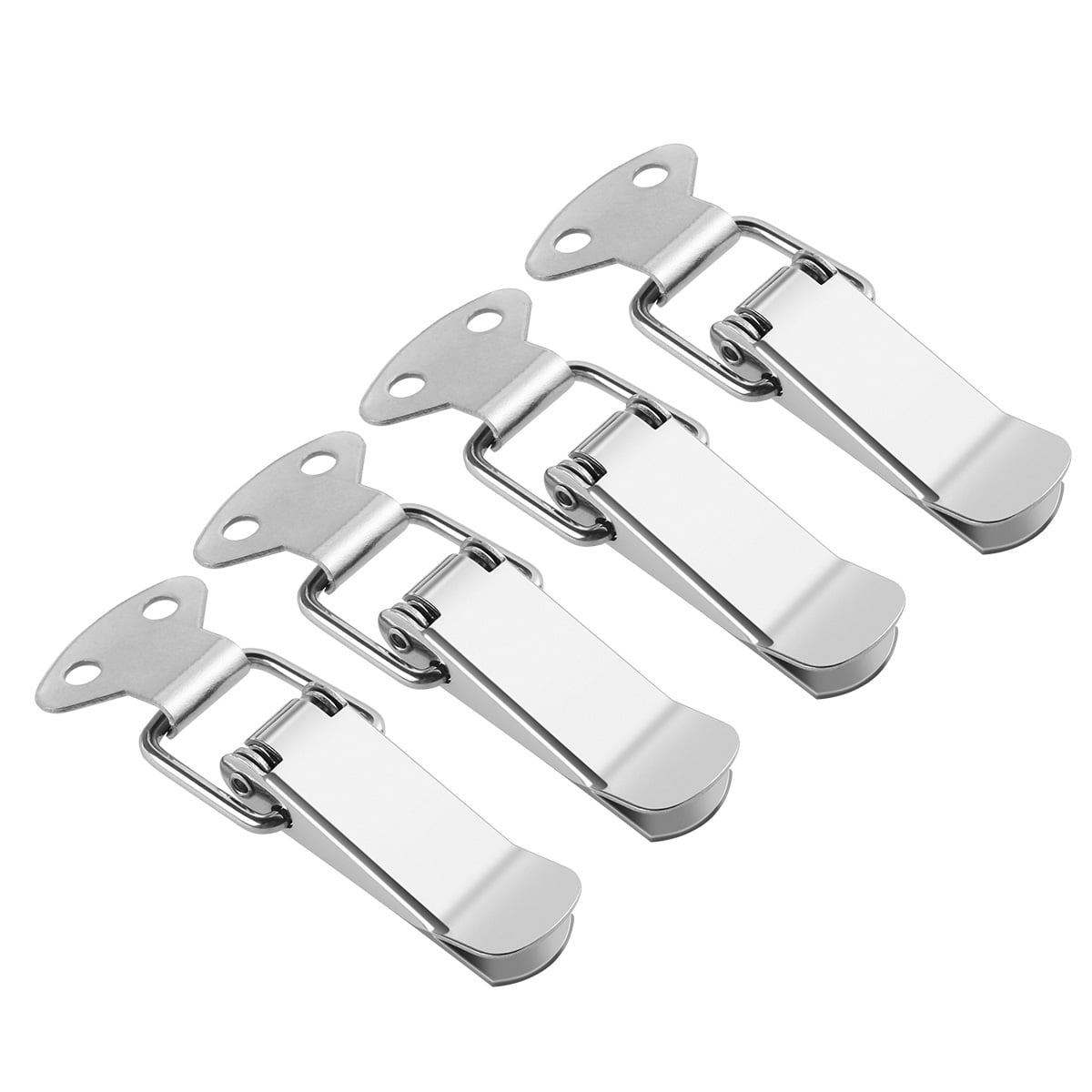 PIXNOR 4pcs Stainless Steel Spring Loaded Toggle Case Box Chest Trunk Latch Catches Hasps Clamps (Silver)
