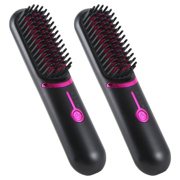 2X Cepillos de Pelo Eléctricos, Cepillo Alisador de Pelo Inalámbrico para Alisador de Pelo Recargable Portátil, Peine Calefactor Inalámbrico