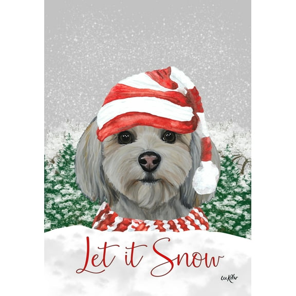 Havanese Cream - Hippie Hound Studios Let it Snow Christmas Garden Flag