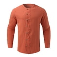 thumbnail image 4 of Mens T-shirts Male Spring And Autumn Solid Color Long Sleeve Shirt Stand Button Shirt Lady Long Sleeve Swim Men Workout T Shirts Men Summer plus Size Turtleneck Yoga Short Athletic Orange S, 4 of 5