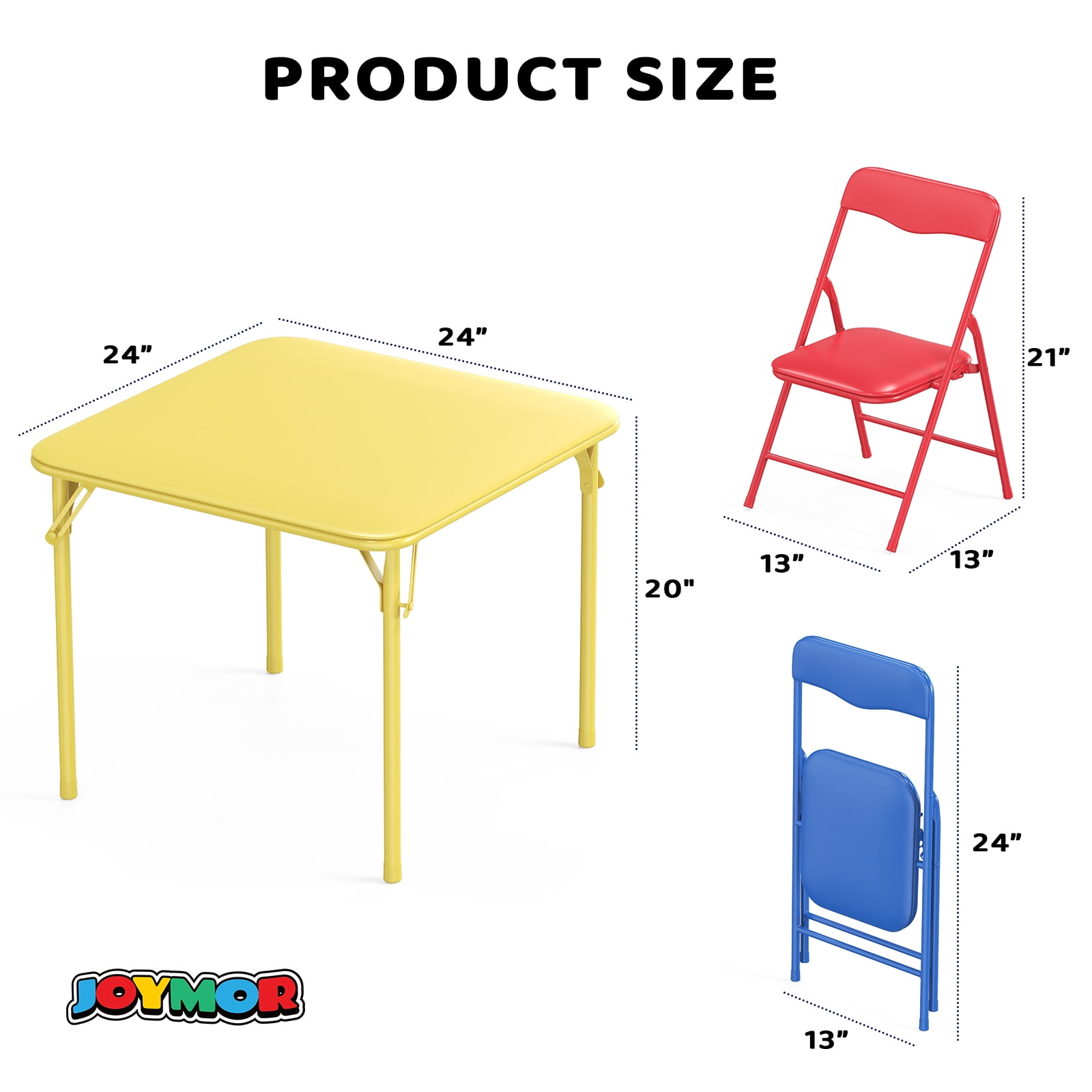 Matladin 3-Piece Kids Folding Table and Chairs Set, Metal Frame Children's Activity Set with Easy-Fold Design, Kids Table with 4 Chairs