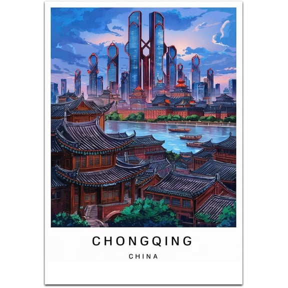 Chongqing Map Retro Style Travel Canvas, Chongqing Map Vintage Rustic Canvas Print, Home Office Wall Decoration, Chongqing Map Country Canvas Canvas VLi0c4