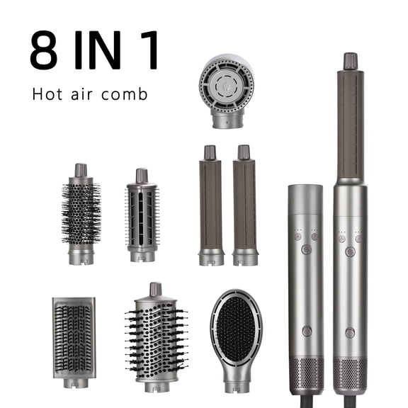 CNV Professional 8-in-1 High-Speed Hair Styler and Dryer Combo, Multi-Functional Hot Air Brush Set with Brushless Motor, Ionic Air Styler for Curling
